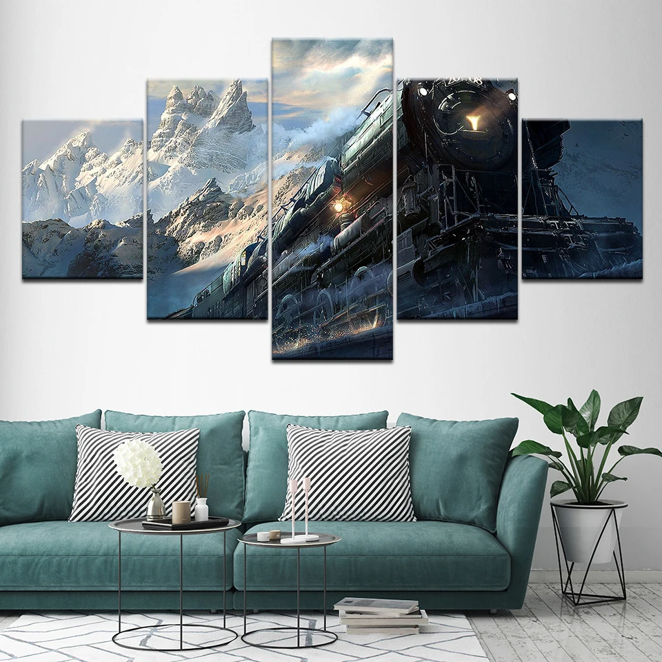 Картина на холсте красивый поезд с креплением Fuji 5 шт. Настенная картина