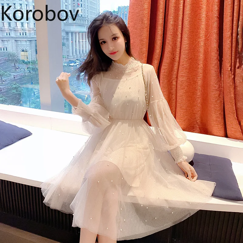 Женское кружевное платье в горошек Korobov элегантное классическое вечернее