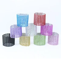 500pcs 8 row mesh bow covers with closure bling napkin ring diamond serviette holder rhinestone chair sashes bows za4660