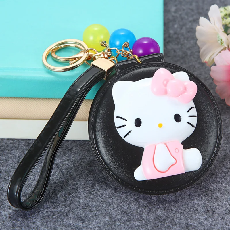 Мультфильм hello kitty косметическое зеркало брелок KT Cat Key Holder женский автомобильный кошелек Шарм Подвеска подарочные брелки Llavero Porte Clef