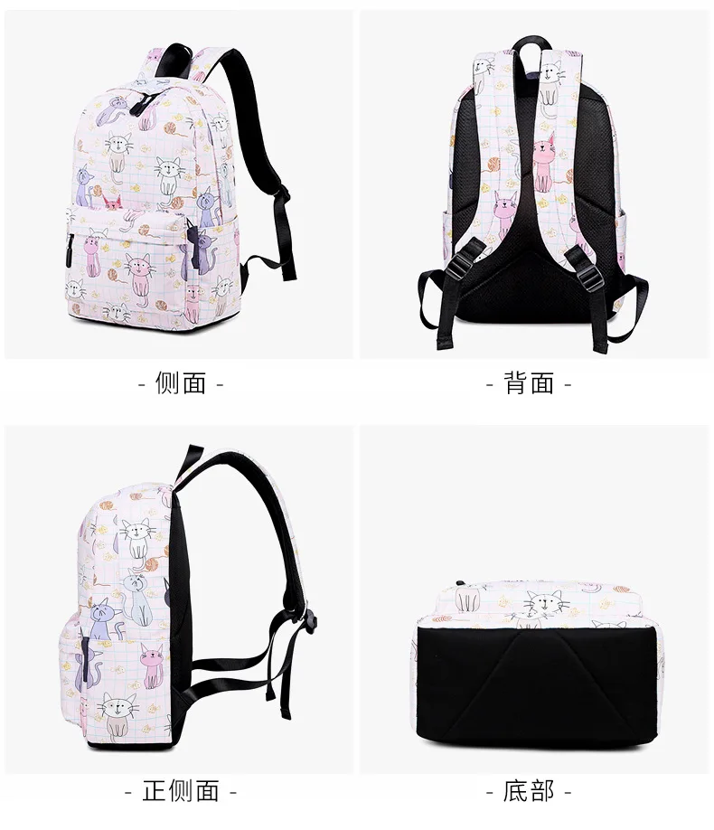 Водонепроницаемые женские маленькие рюкзаки Kawaii Cat Neko Bookbag холщовые школьные сумки для девочек-подростков Милая дорожная сумка для ноутбука Rugzak