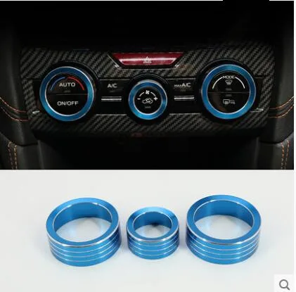 Knob Frame Blue Металлическая черная, красная, синяя, Серебряная ручка кондиционера декоративная рама кольцо для Subaru XV AA515 - Название цвета: Knob Frame Blue