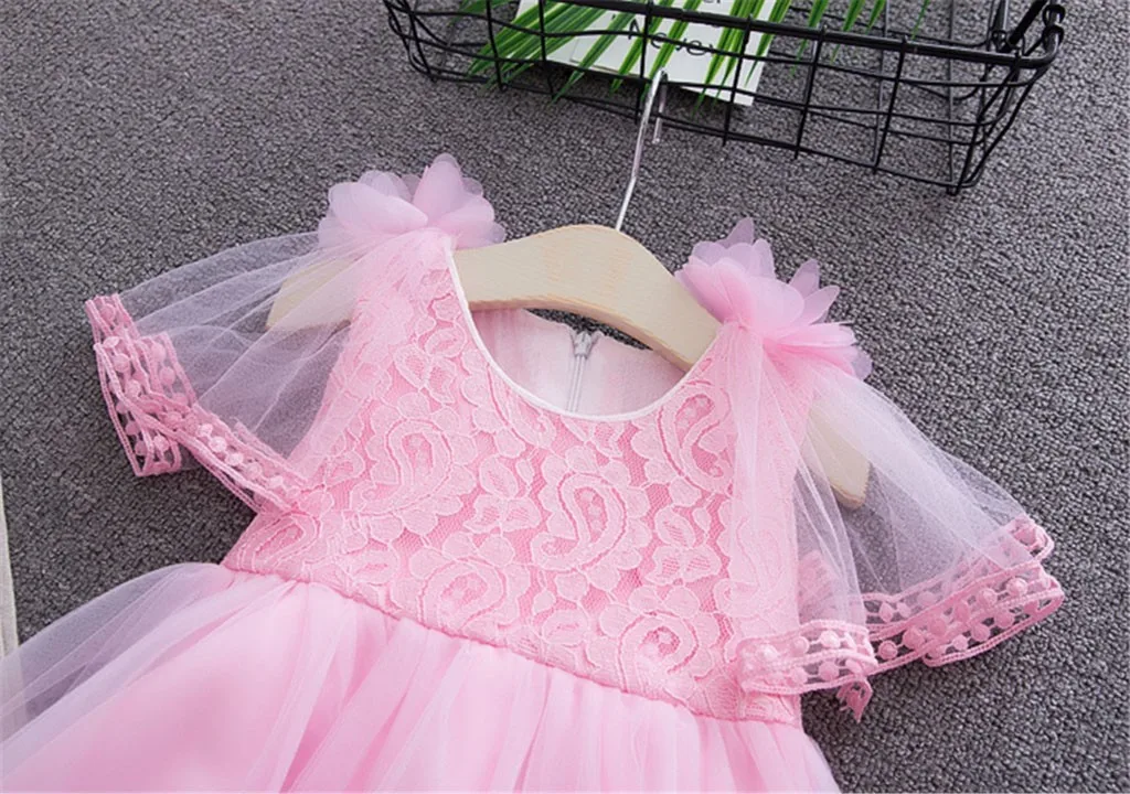 Летнее милое детское платье однотонная фатиновая юбка без рукавов с круглым