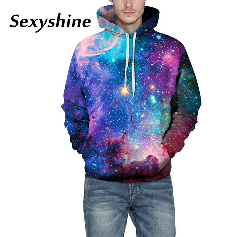 Hooded sweatshirts women 2018 new fashion spring autumn 3d Digital Print Space Galaxy men female plus size pullover hoodies tops |