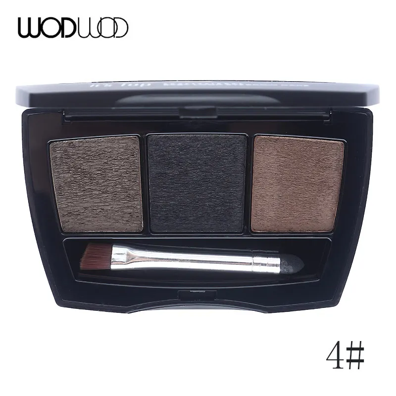 04 Wodwod брендовая косметическая пудра для бровей, 3 цвета, тени для глаз, коричневые тени для век, палитра с кистью, стойкий водостойкий макияж, набор - Цвет: 04