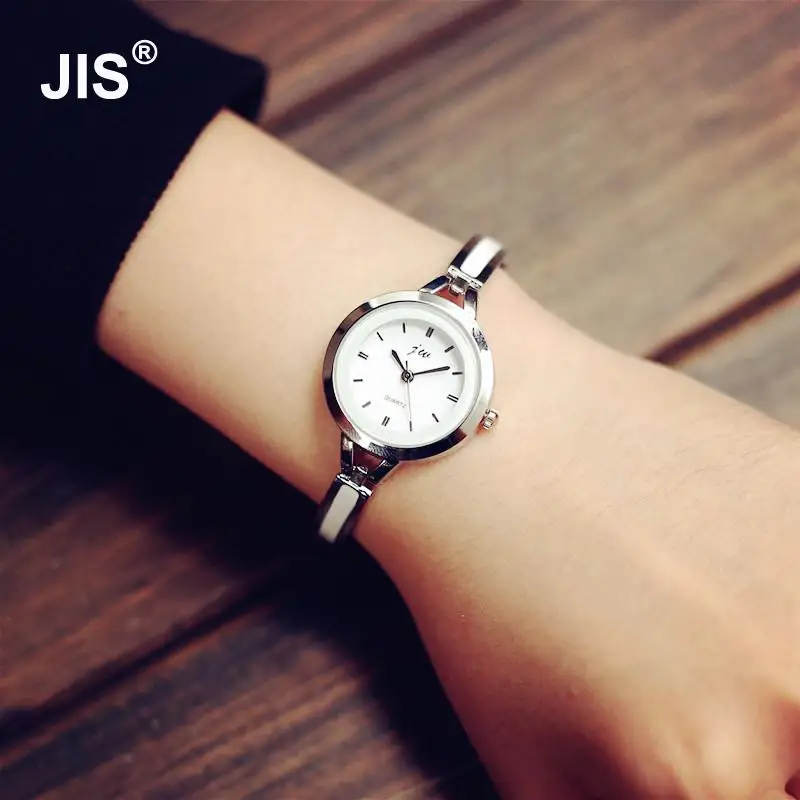 Модные кварцевые часы JIS розовое золото серебро тонкий ремешок женские наручные