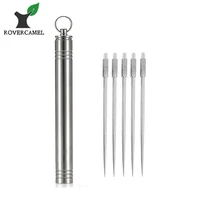 rover camel titanium 5pcs toothpick with holder eco friendly ultralight portable titanium toothpick set