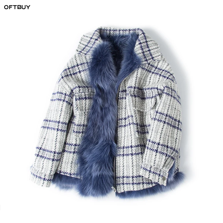 OFTBUY 2018 новый натуральный мех пальто зимняя куртка женская парка верхняя одежда