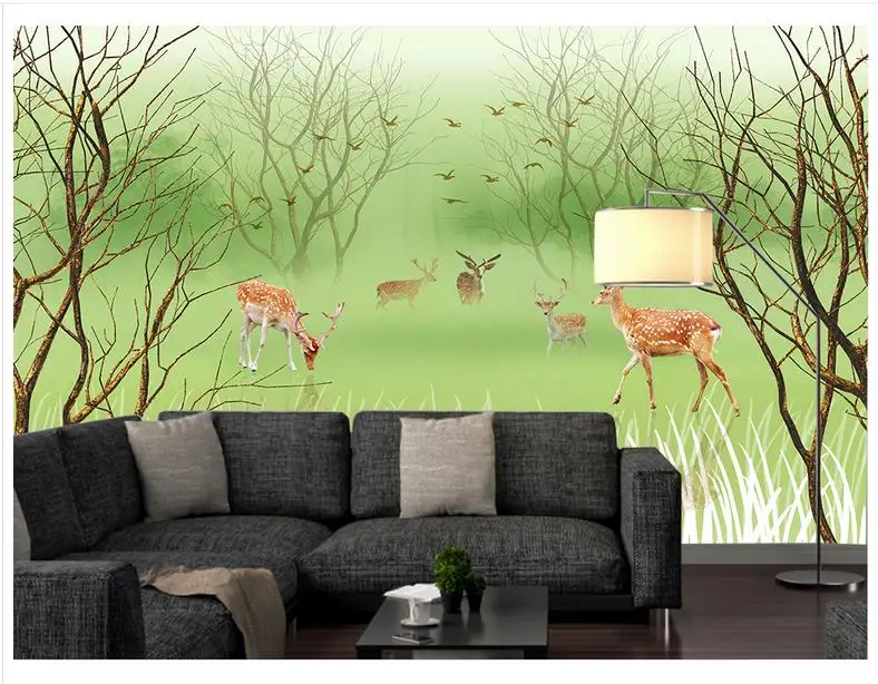 3D wallpaper custom 3d wall murals TV setting Pure and fresh rural aesthetic elk background | Обустройство дома