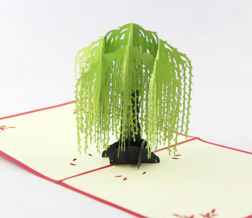 Выдвижная открытка с изображением ивового дерева/3D карта kirigami/Поздравительные