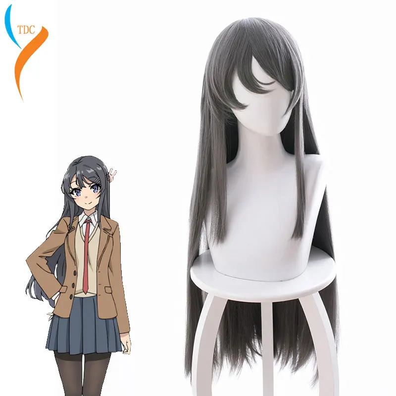 Sakurajima Mai серый длинный парик косплей костюм Seishun Buta Yarou wa Bunny Girl Senpai no Yume wo Minai