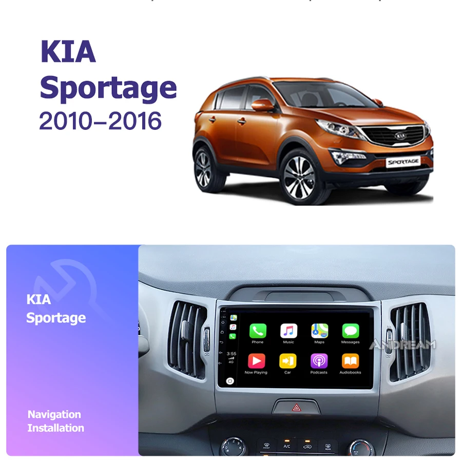 9 дюймов Android 8,1 Восьмиядерный Автомобильный плеер carplay для KIA Sportage R 2010- gps навигация головное устройство Радио Аудио мультимедиа