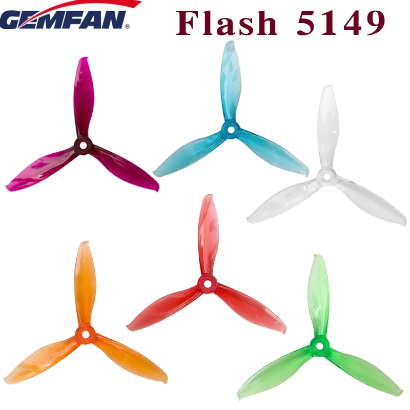 24 шт./12 пар Gemfan Flash 5149 5 дюймов tri-blade 3 Blade CW CCW пластиковый пропеллер совместимый с Т-мотором для гоночного дрона FPV