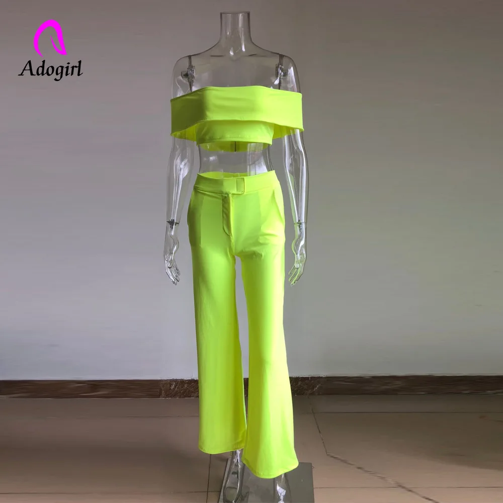 Комплект из двух предметов Adogirl неоновый с воротником лодочкой элегантный