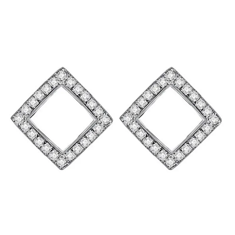 Square Anenjery 925 пробы серебряные геометрические звезды сердце квадратный мозаичный циркон серьги гвоздики для женщин серебро 925 ювелирные изделия S-E539 - Окраска металла: Square