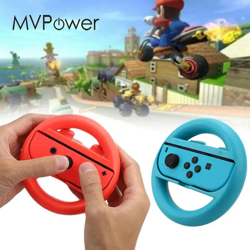 Кронштейн руля для нового Mario Kart 8 2 Pack Красный + ручки голубого цвета Nintendo