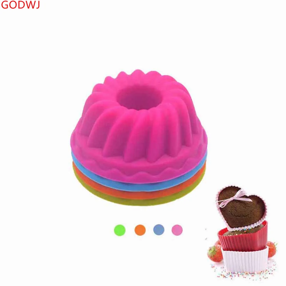 

GODWJ 12pcs Set Round Silicone Cake Mold Baking Tools Muffin Cupcake for DIY Fondant Chocolate Mold Cake Decorating Tools