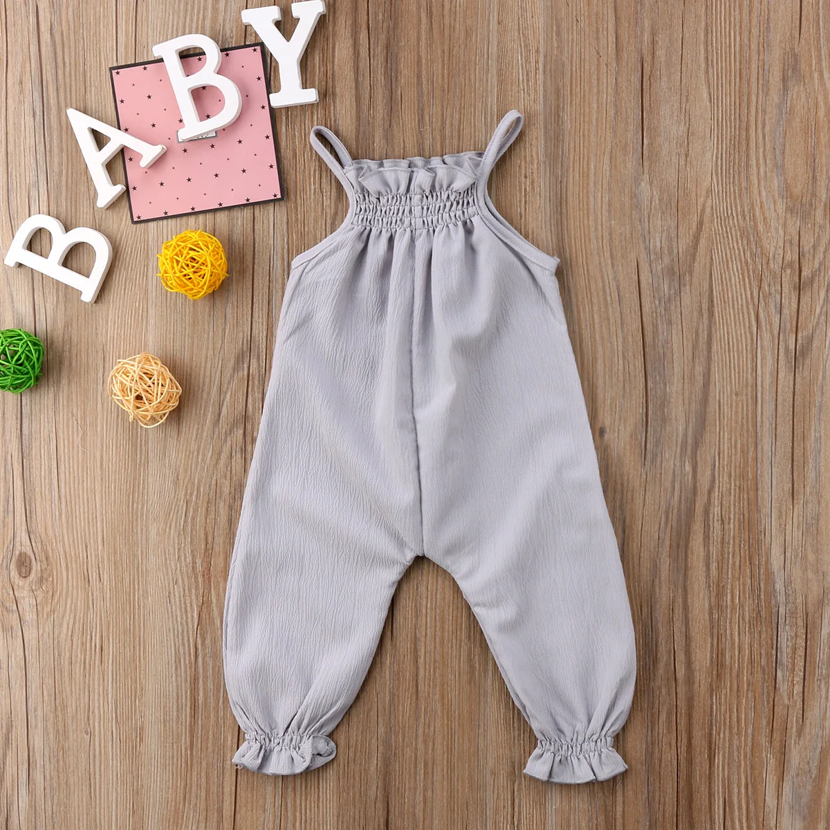 Одежда для новорожденных и маленьких девочек Однотонный комбинезон на бретелях