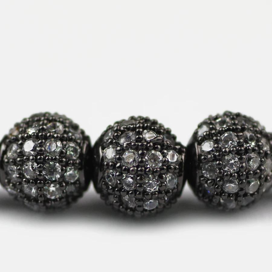 JHNBY Ball 4/5mm Hematite Beads Pave CZ Men Charm Copper Bracelet Rose Gold Color Trendy Women Braided Rope Bangle Jewelry Gift | Украшения