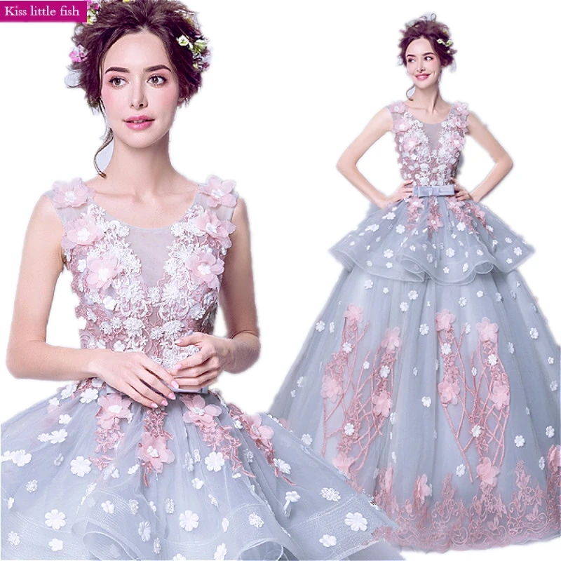 Новое длинное вечернее платье с цветами vestido de festa