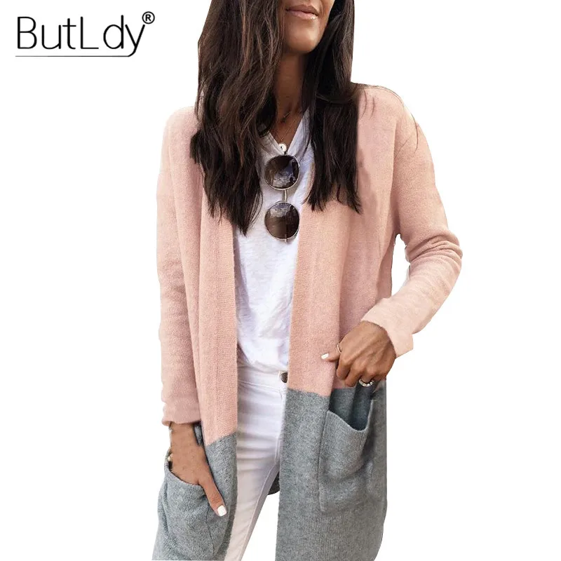 Long Cardigan Knitted Patchwork Sweater Women Winter Fashion 2018 Jumper Open Stitch Casual Sweaters Female Knitwear Coat |