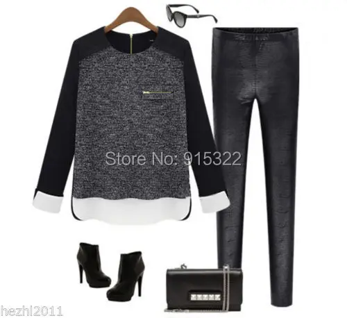 2014 Женская рубашка с длинным рукавом и молнией сзади сексуальная Свободная