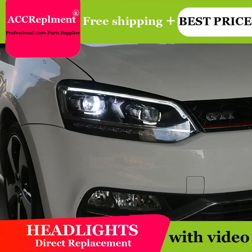 Тюнинг автомобилей для VW polo головной светильник s глаза ангела 2011-2018 светодиодный