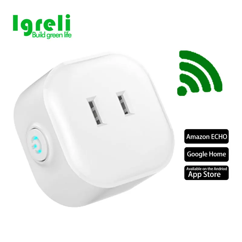 Igreli Wi-Fi Smart Plug Outlet не требуется концентратор защита от перегрузки огнезащитный