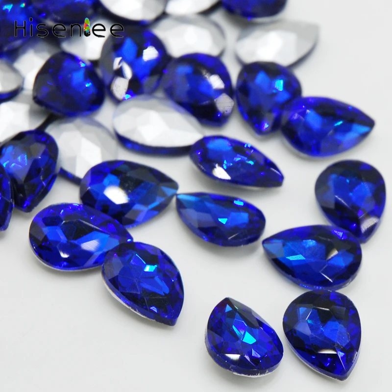 

High quality 4x6MM 100PCS glamorous fashion sapphire glass drop-shaped rhinestone DIY nail clothing crafts decoration