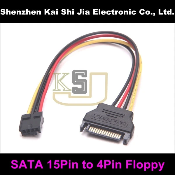 15 контактный SATA штекер к 4 контактному флоппи FDD гнездовой кабель адаптера