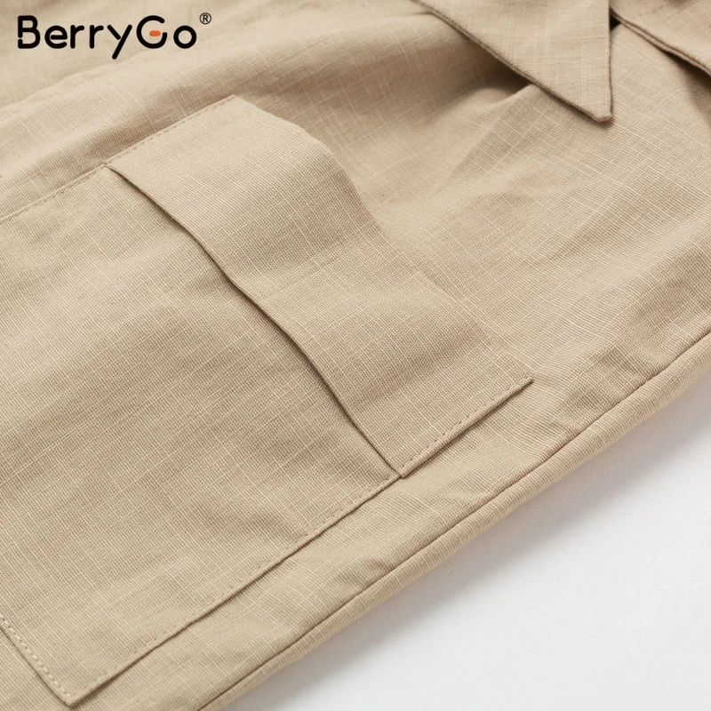 BerryGo эластичные льняные шорты с высокой талией для женщин хлопковые бантом и