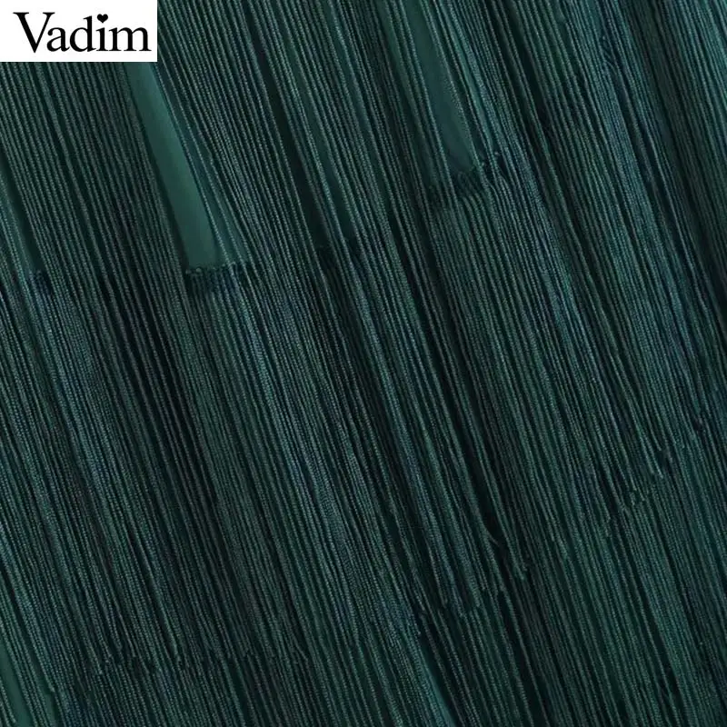 Женское элегантное платье vadim зеленый кисточкой Лоскутная юбка миди линия
