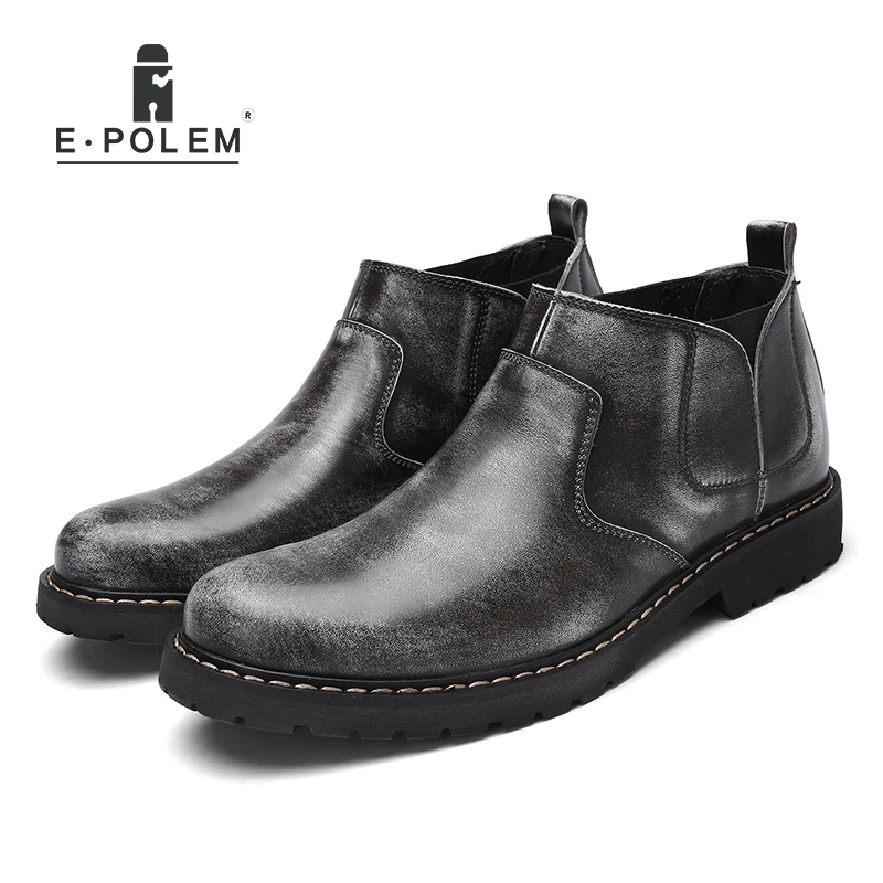 

Trending Velvet Chelsea Boots Youth Men's Shoes Winter Leather Boots Retro Round Head Booties Hot In Sale