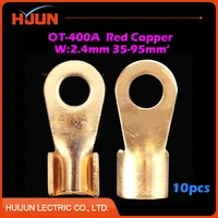10pcslot ot 400a 13 2mm dia red copper circular splice crimp terminal wire naked connector for 35 95 square cable