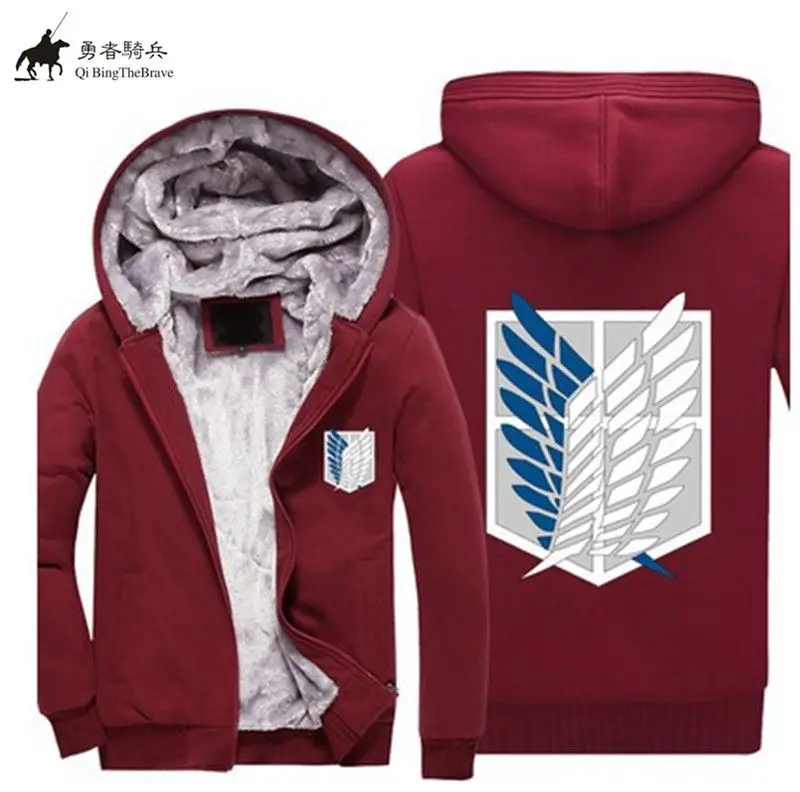 Зимняя толстовка с капюшоном на молнии Shingeki no Kyojin большие размеры хип-хоп уличная