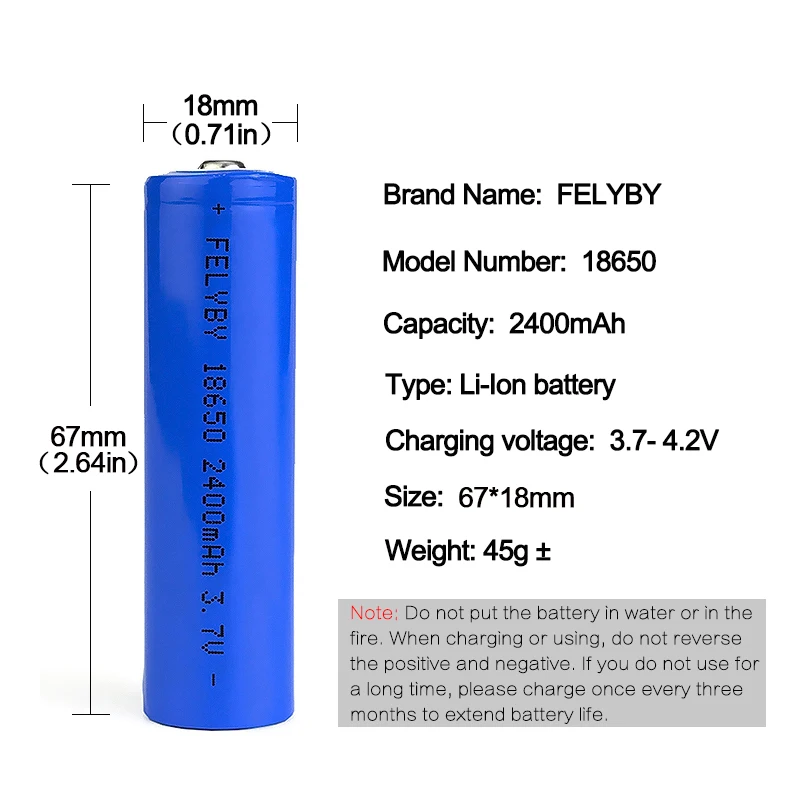 FELYBY 7 шт бренд 2400 mAh 100% емкость 18650 литий-ионная батарея 3 v литиевая аккумуляторная