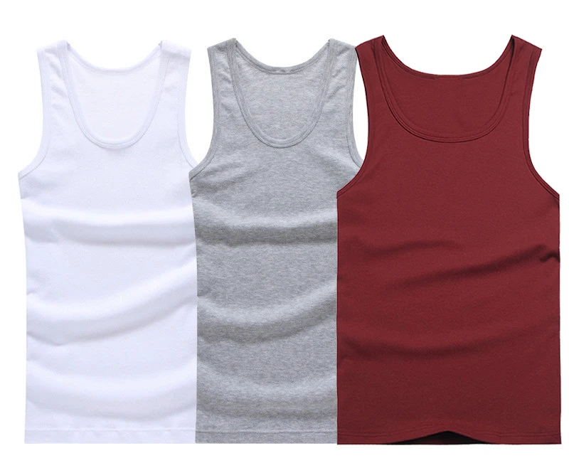 White Gray White Red Лидер продаж, 3 шт., хлопок/, летняя новинка, модные однотонные облегающие эластичные мужские майки, мужские однотонные майки - Цвет: White Gray White Red