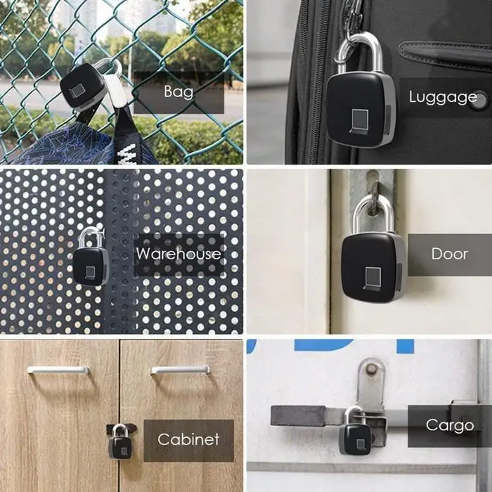 

Electronic USB Rechargeable Smart Keyless Fingerprint Lock IP65 Waterproof Anti-Theft Security Padlock Door Luggage Case Lock
