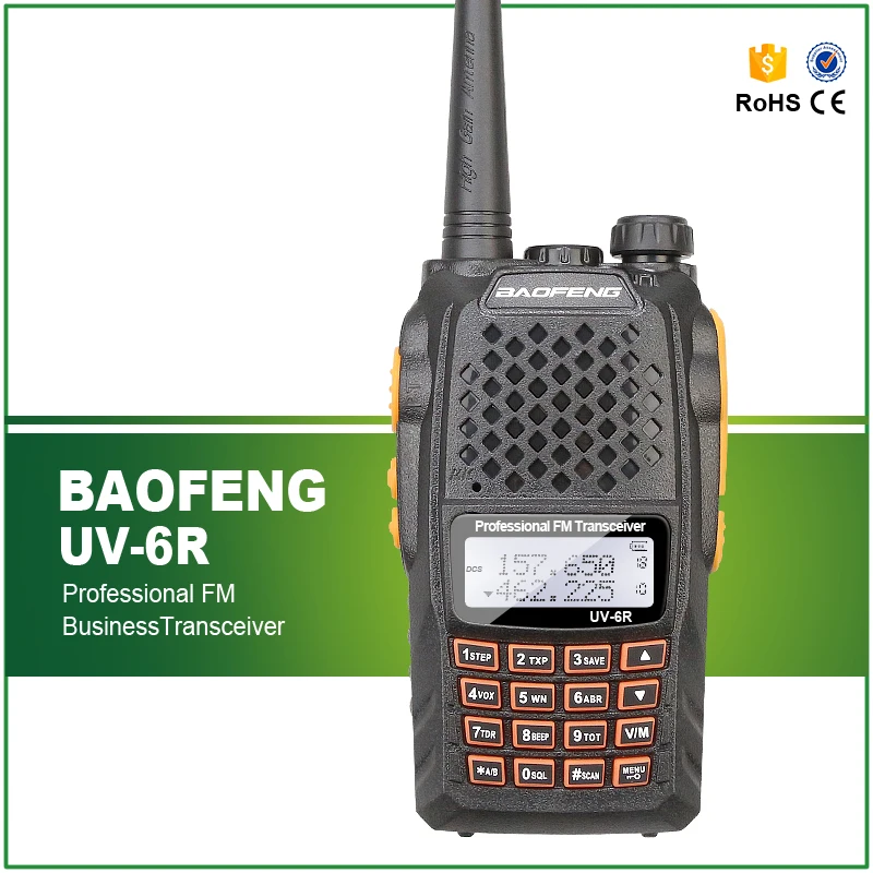

100% Original BaoFeng UV-6R Portable Walkie Talkie Pofung UV6R Two Way Radio 5W 128CH UHF/VHF Dual Band Handled Transceiver
