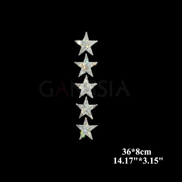 5 шт./лот блестящие звезды узор горячая фиксация стразы термотрансферный мотив