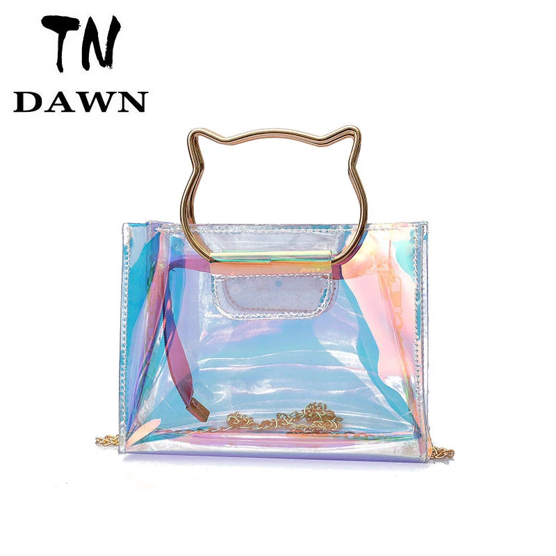 Bags For Women 2019 Clear Transparent PVC Bag Jelly Shoulder Beach Letter Candy Crossbody Luxury Sac Femme | Багаж и сумки