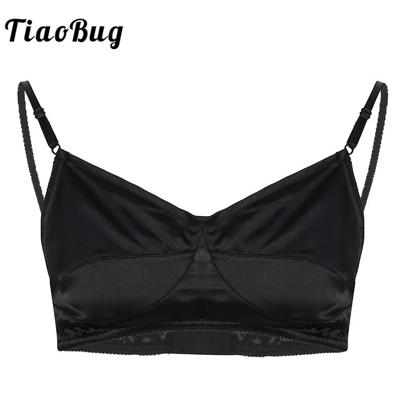 TiaoBug Мужское нижнее белье Sissy мягкий атласный бюстгальтер без косточек