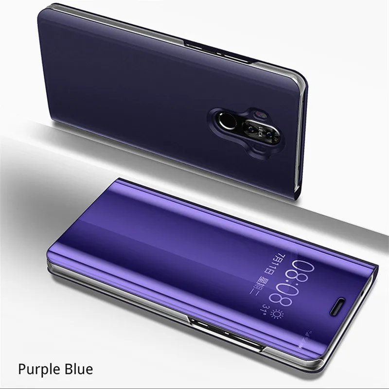 Тёмно-синий Зеркальный чехол для huawei P30 Pro P20 mate 20 Lite Nova 4e 3i, кожаный чехол для Honor 8X9 i 10 lite 7A Pro, чехол - Цвет: Тёмно-синий