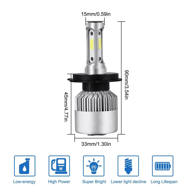 Autech H4 HB2 9003 светодиодный фары лампы Conversion Kit 72 W для 8000Lm 6000 K дальнего ближнего света