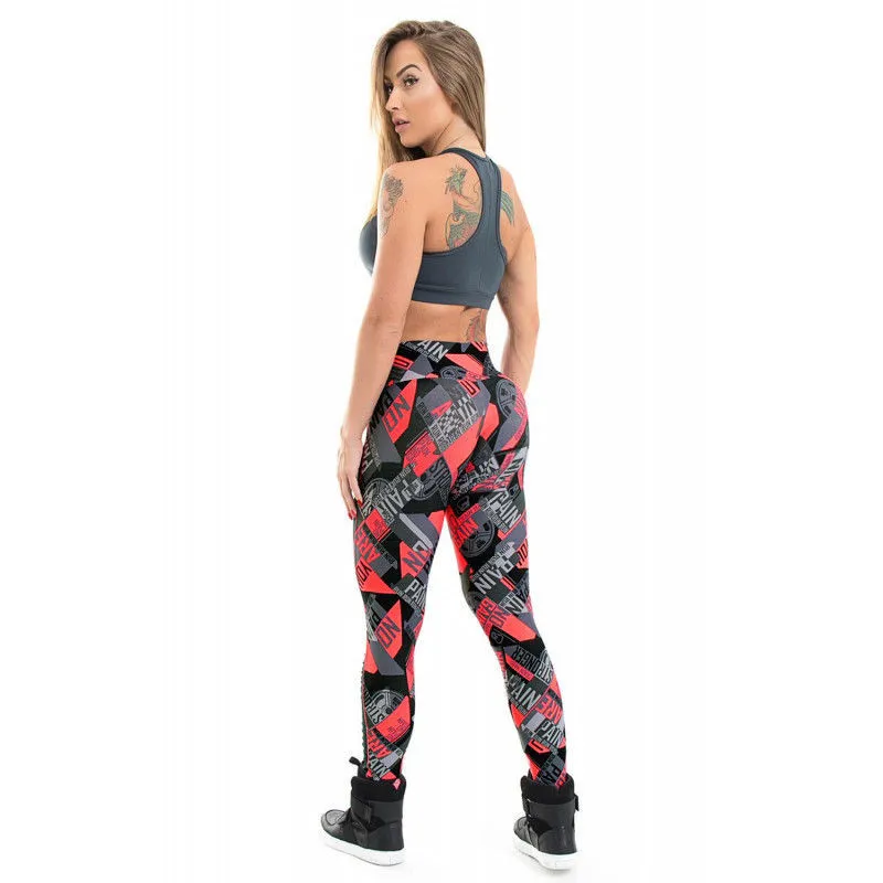 

2018 New Fashion Letter Printed Leggings Women High Waist Fitness Leggings Stretch Pants Women's Summer Hollow Out Workout Pants