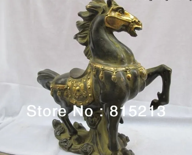 

bi00325 14"Inch Chinese Classical Bronze Gild carved Flying Success Horse Sculpture