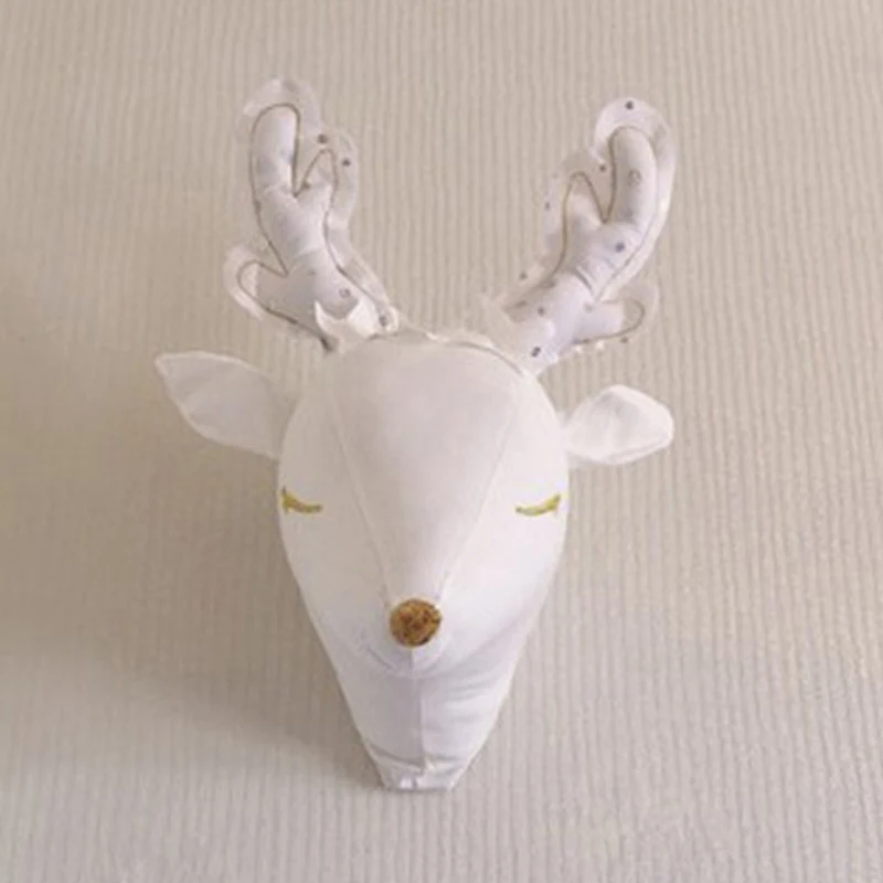 deer Украшение для детской комнаты, 3D головы животных, слон, единорог, олень, мягкие игрушки, настенные подвесные игрушки для детской комнаты, декор для детской комнаты, рождественские подарки - Цвет: deer