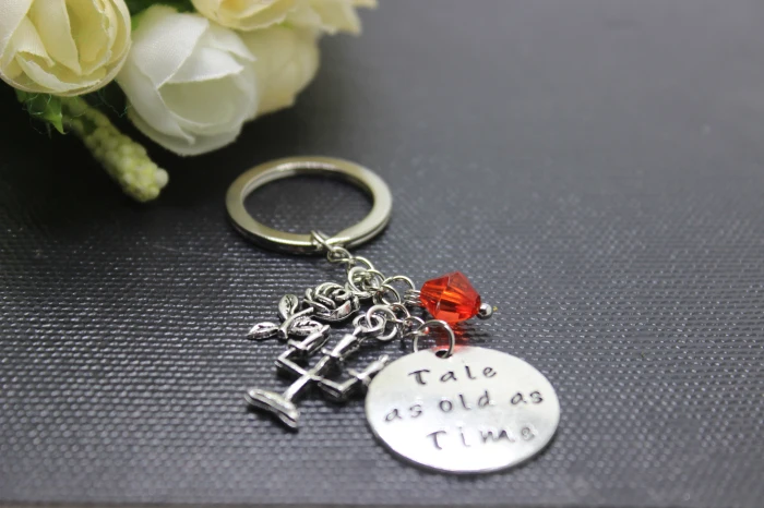Брелок Beauty and the Beast 12 шт./лот винтажная серебряная подвеска в виде ключа|key chain|pendant