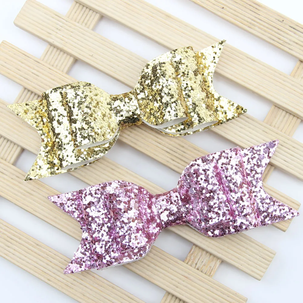 Pale Gold Glitter Bow Hair Clip for Girl and Women Barrettes Sequin Girls Pin Luxury Hairpin Accessories | Детская одежда и обувь
