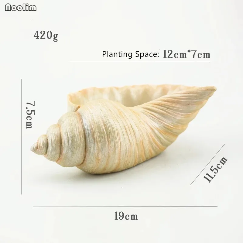 Conch-A with hole Креативное моделирование в форме ракушки смолы цветочный горшок личность горшки сад суккулент горшки для растений горшок домашний декор для рабочего стола - Цвет: Conch-A with hole
